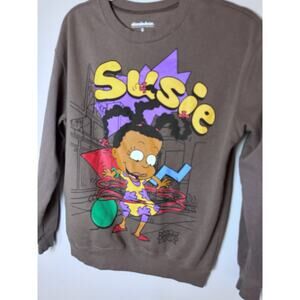 Official Nickelodeon Rugrats Susie Sz Small Gray Crew Neck Pull Over Sweatshirt
